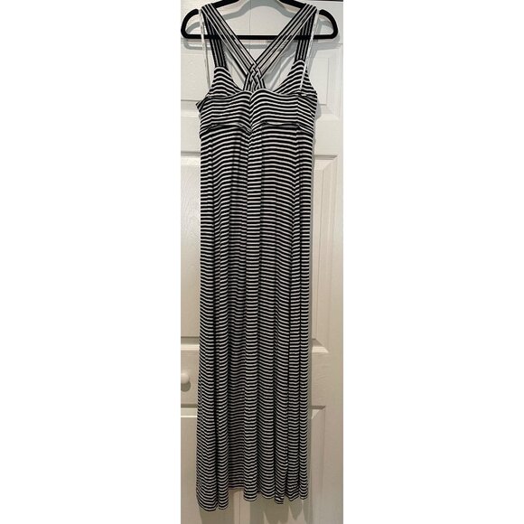Calvin Klein Womens Black & White Striped Maxi Dress Size 10 Classic Euro Travel - Picture 9 of 13